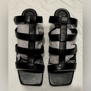 Lulus Black Strappy Square-Toe Flat Sandals